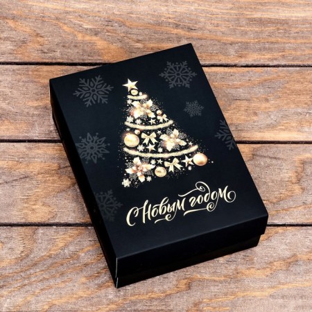 The box is folding, the lid is, "New Year tree", soft vach, 21 x 15 x 7 cm-1