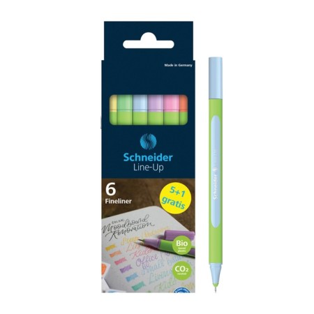 A set of capillary pens 6 colors, Schneider "Line-up Pastel". node 0.4 mm, plastic pencil case, euro suspension