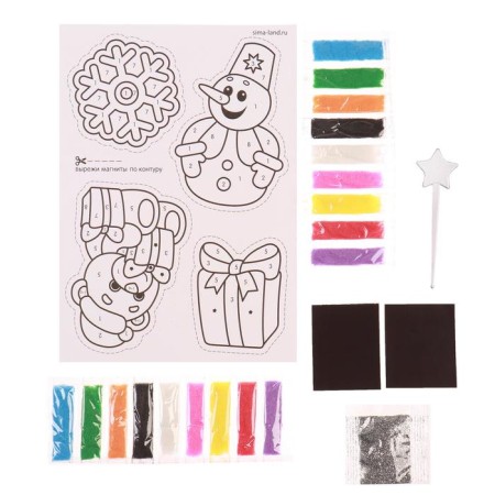 New Year's fresco on the magnet "New Year! Snowman and bear ”, set 4 pcs.-3