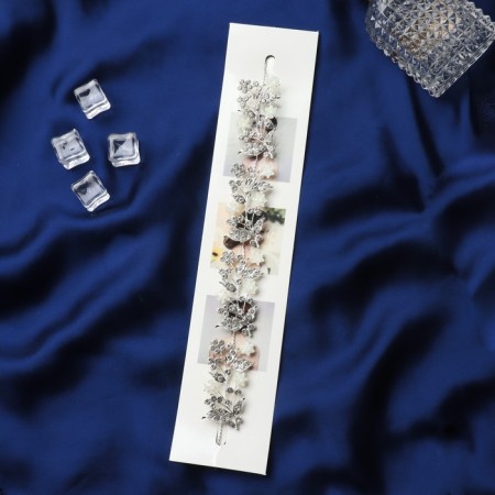 Hair accessory "Berta" (with invisible) butterflies flowers, 23.5 cm, silver-white-1