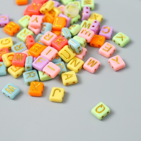 Beads for creativity plastic "Golden English letters" Color set 20 grams 0.4x0.8x0.8 cm 923357-2