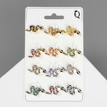 Symbol of the year! Brooch "Snake" spotted, winding, color mix-2
