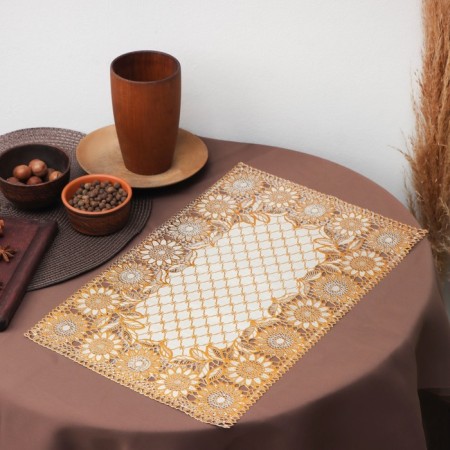 Openwork napkin for the PVC Sunflower PVC table, 45 × 30 cm, gold color-7