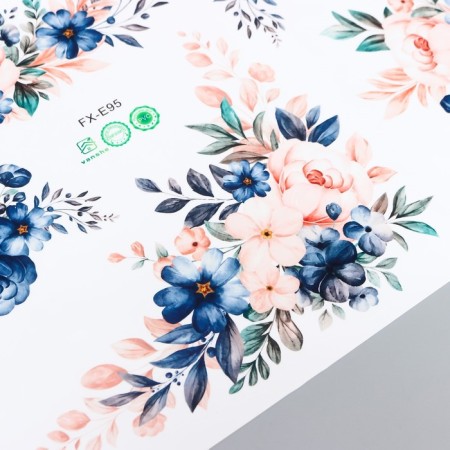 Sticker Plastic Interior color "Pink-blue flowers" 35x60 cm-2