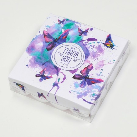 Box for cookies, "watercolor butterflies", 12 x 12 x 3 cm-1