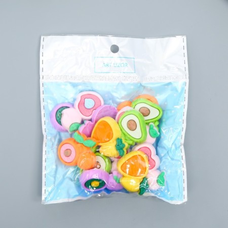 Decor for creativity rubber "Half of the fruit" set of 15 pcs mix 1.8x3.2x0.6 cm-3