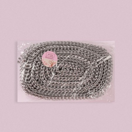 Tape with imitation of convex rhinestones, 5.75 cm, 9 ± 1 m, silver color-3