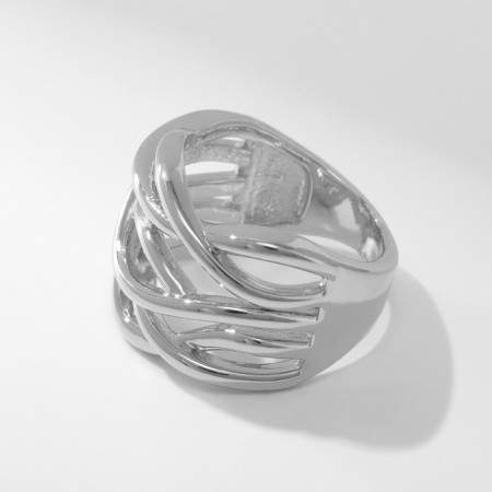 Ring Metal "Trend" triple interweaving, silver color, size 16-1