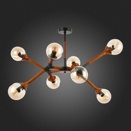 Ceiling EVOLUCE lamp. Sle109402-08. Raquel. 8x60 watts, E27, 102x102x48 cm, black color, dark tree-3