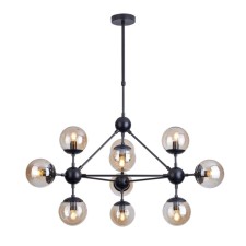 The chandelier on the rod is Arte Lamp Bolla A1664SP-10BK, E14, 10x40 W, 98x98x53 cm, black