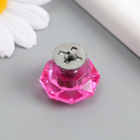 Handle for the casket Metal "Crystal Pink" silver 2.6x2.6x2.4 cm-2