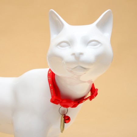Fly collar "paw" luminous, with a bell and suspension, 30 x 1 cm, polyester, red 1067108-2