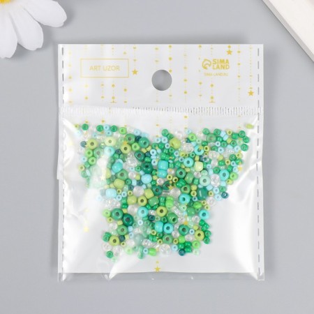 Glass beads 6/0-15/0 "Assorted Green" d = 1.5-4 mm, nr 10gr-3