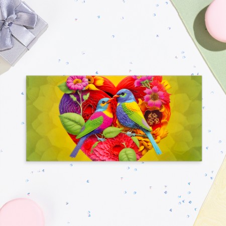 Money envelope "Universal" glitter, birds, 8.1x16.4 cm-1
