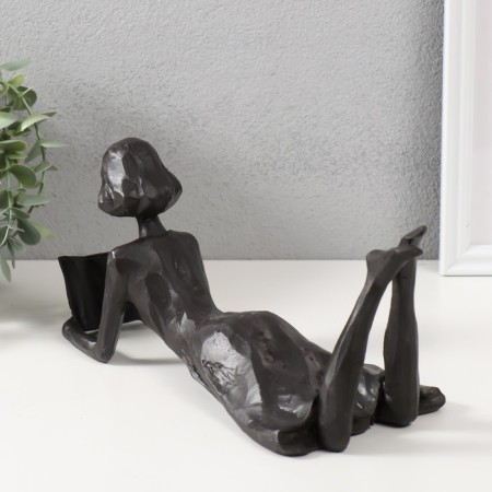 Polystone souvenir "Girl with the book" Black 12x31x12 cm-3