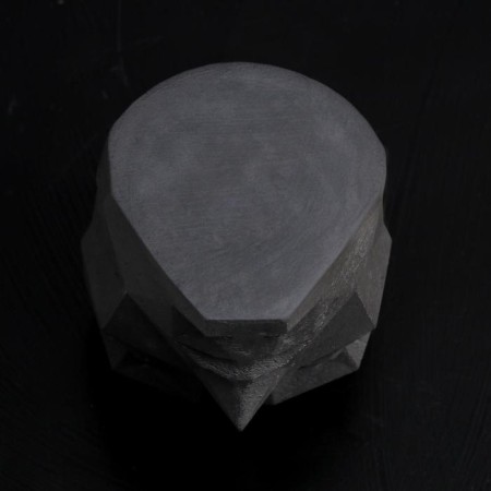 Polygonal pots from gypsum "Head", Black color, 11 × 12 cm-3