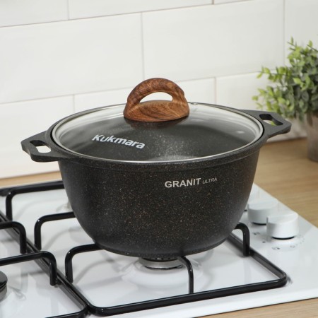 Pan Granit Ultra, 3 l, d = 22 cm, h = 12.5 cm, glass cover, anti -stick coating-3