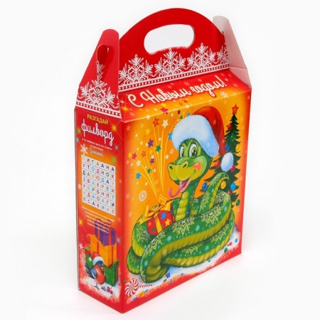 Gift box New Year's snake in a hat 25.5 (33) x 23.5 x 8 cm-1