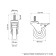 Furniture wheel, d = 75 mm, with a foot, with a latch, gray 2371581
