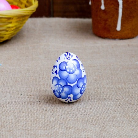 Gzhel egg, white, 7 cm