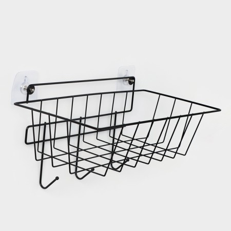 Basket with 3 hooks, 37 × 20 × 19.5 cm, black color-1