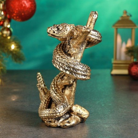 Figure "Snake on the branch" 7x10x15cm, gold-1