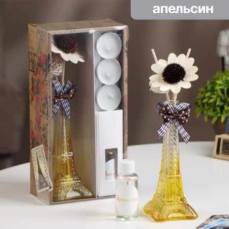 Set of gift "Paris" (diffuser and candles) orange, "wealth of aroma"-5