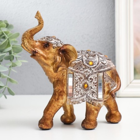 Souvenir Polystone "Elephant - Popon with patterns and amber" 14.5x7x16.5 cm