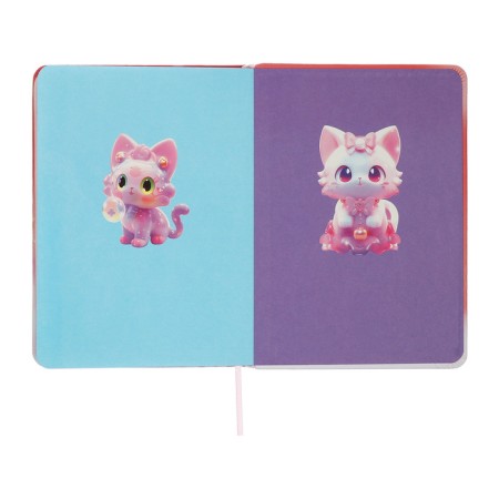 Notebook Gift Book 96l, line, colored cut, PVC Cat cover 3D (17.7x12.4cm)-8