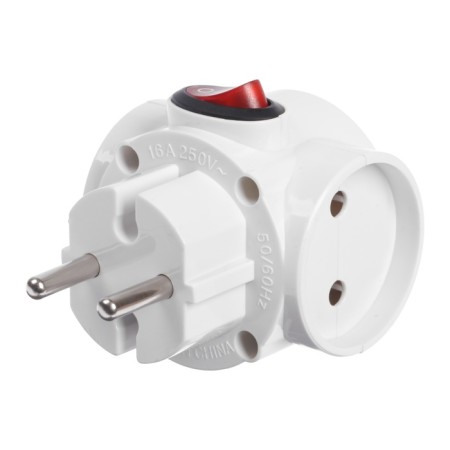Electric tee with a switch, 10A, without salary, 220V, white-1