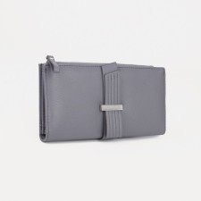 Women's wallet on the button, gray color