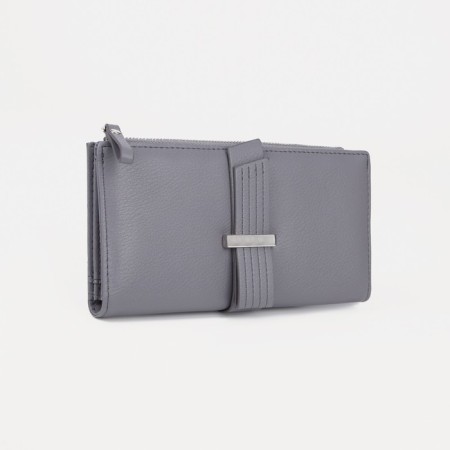 Women's wallet on the button, gray color
