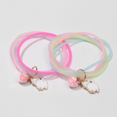 Silicone bracelet "reflective" cat, 4 threads, color mix, 6 cm-1