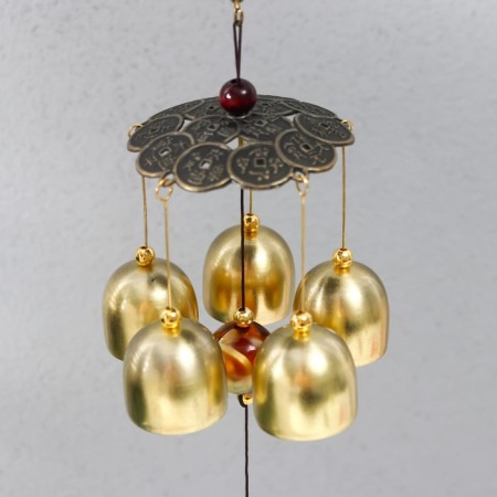 Wind Music Metal "Elephant on Coins" 5 bells 41x6 cm-2