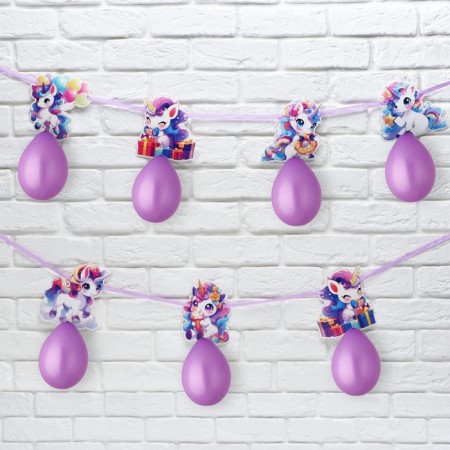 Garland on the tape with the balls "unicorns", 250 cm-1