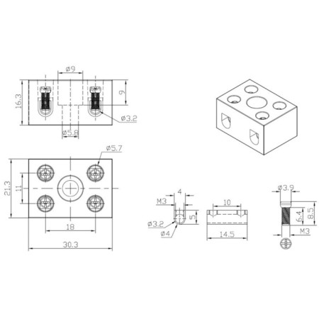 Clement ceramic screw kV 4 mm² 2 pairs of contacts with a fastener (100 pcs./Union) rexant-4