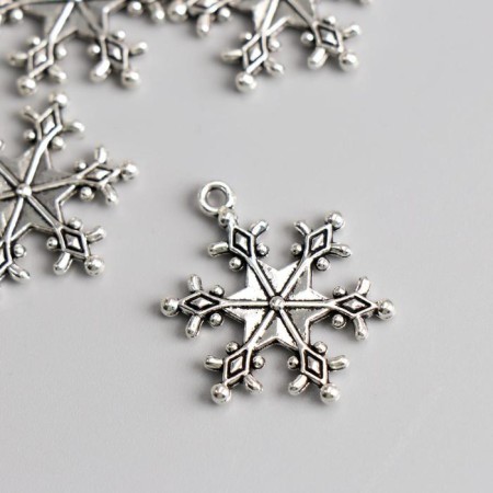 Decor Metal "Snowflake" silver 3x2.5 cm