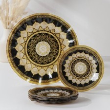 Diningral “Mehendi”, 7 objects: D = 30 cm - 1 pc, D = 18 cm - 6 pcs, white color with black