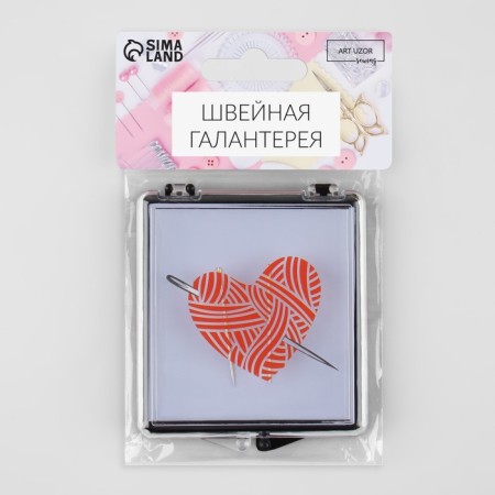 Magnetic needle "Heart", with needles, 7 × 8 cm, black color-3