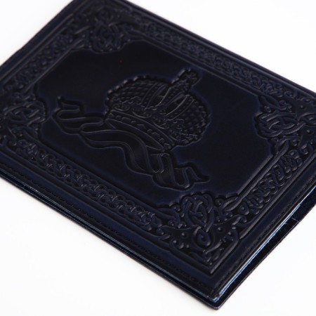Cover for passport, embossing, emblem, dark blue color-4