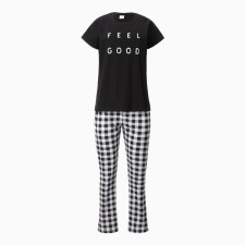 Home Home Feel Good set (T -shirt, trousers), black color, size 48