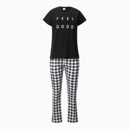 Home Home Feel Good set (T -shirt, trousers), black color, size 48