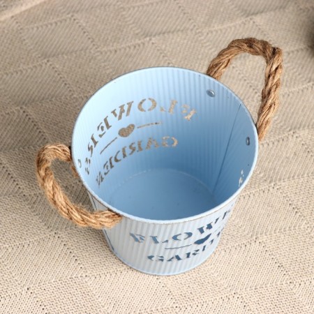Kashpo "Bucket Flower Garden" Blue, 13x13x12cm-3