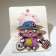 Multiple brooch "Madame cat", colored in ferrous metal