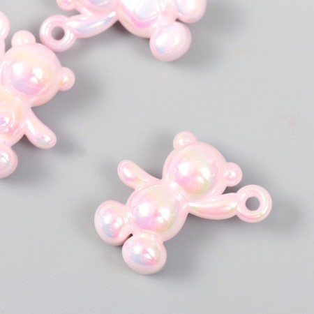 Decor for creativity Plastic "Pension Bear with a loop" White-pink 3x1.4x3.1 cm-1
