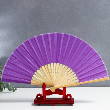 Fan bamboo, textiles h = 21 cm "monocet" in a box, purple-1