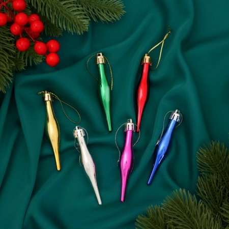 Jewelry decoration "Melody icicle" (set 6 pcs) 1.5x8.5 cm, mix