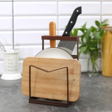 Stand for knives and cutting boards of the loft shade, 13.5 × 12.5 × 21.5 cm, brown color