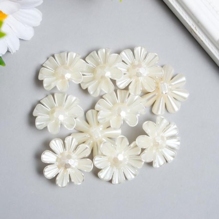 Decor for creativity Plastic "Flower-Goffra Pearl" set 10 pcs 1.2x3.1x3.1 cm
