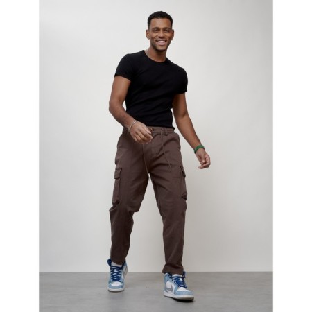 Cargo jeans men, size 56, brown color-8